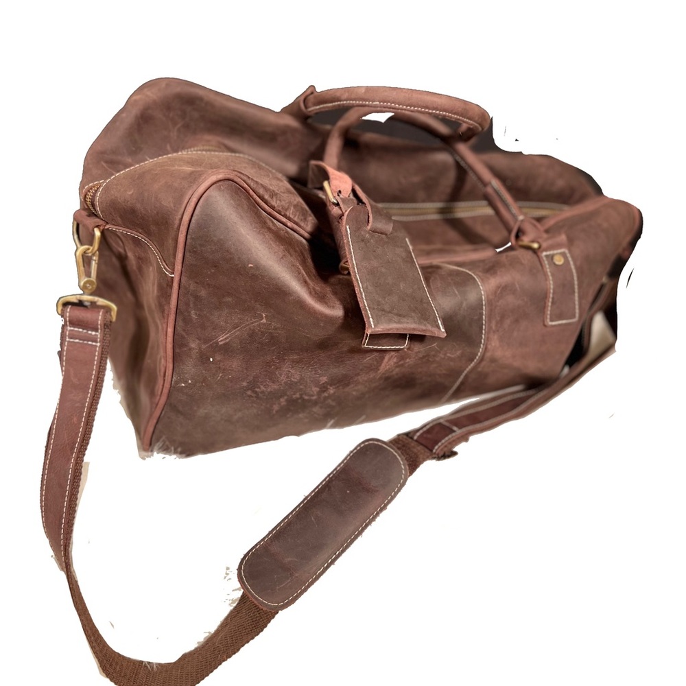Handmade leather large duffle bag